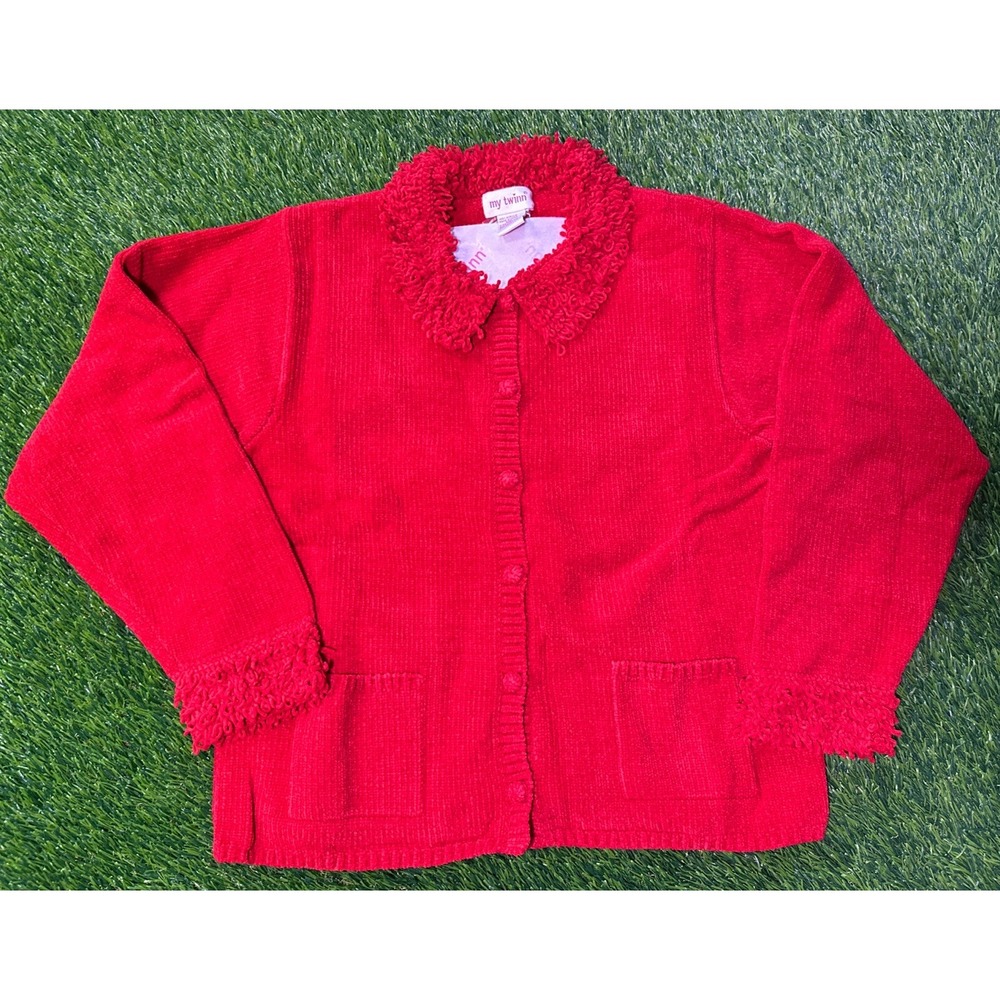 My Twinn Girl Sized XXL Up Town Red Chenille Knit Fringe‎ Sweater NEW - Picture 2 of 9